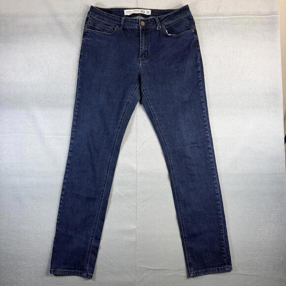 Barbell Apparel Skinny Jeans Mens 34 Blue Dark Wash Stretch Faded Denim Athletic - Picture 1 of 7